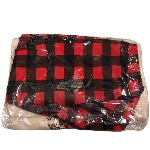 Merry Christmas Tree 2 Piece Set Size 5 Tan Black Red Plaid Cotton Boy or Girl - Picture 5 of 5